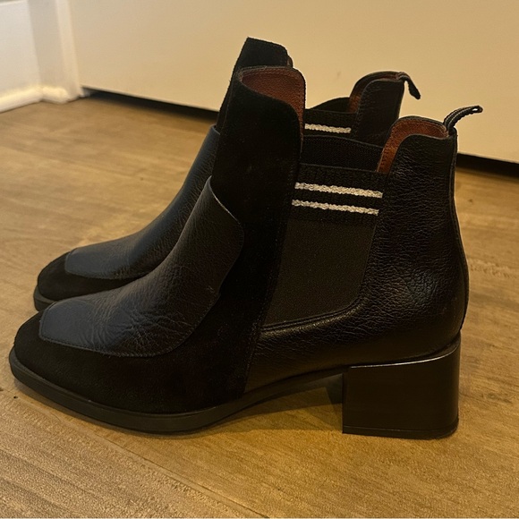 Hispanitas Paisley Leather & Suede Ankle Chunky Heel Boots - Picture 2 of 8